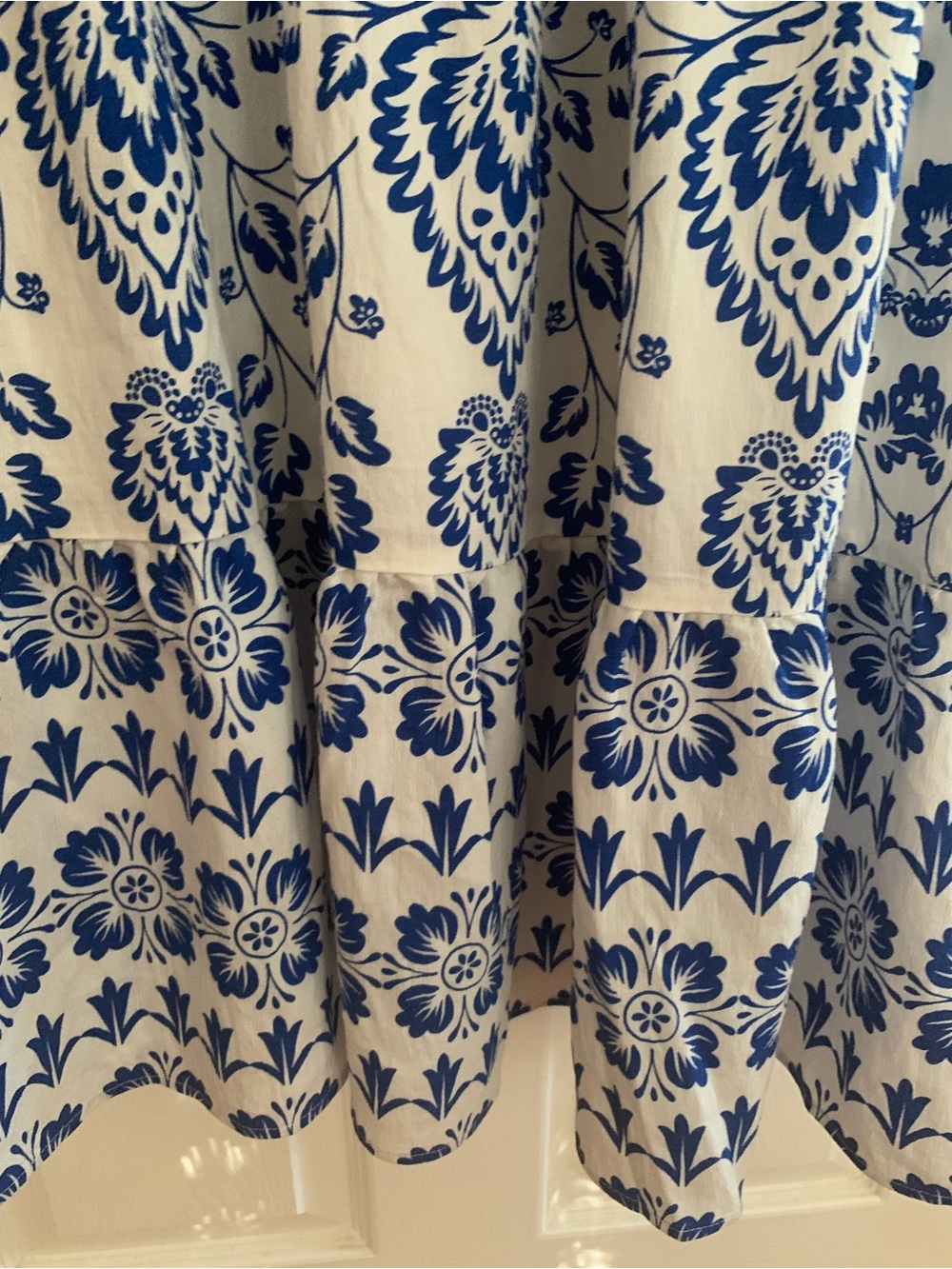 NWT Sam Edelman Dress: White, Blue Print, Button Close, V-Neck, Elastic Waist 12 - Picture 6 of 16